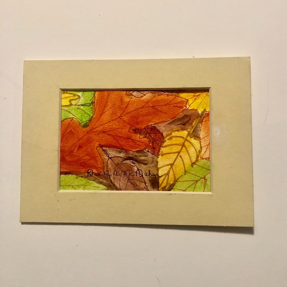Fall Leaves Watercolor HAND CRAFTED Painting